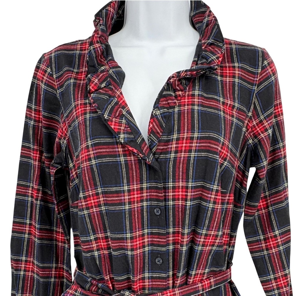 NWT Brooks Brothers Red Plaid Shirt Dress Belted Flannel Heritage Classic Sz 4 - Picture 4 of 12